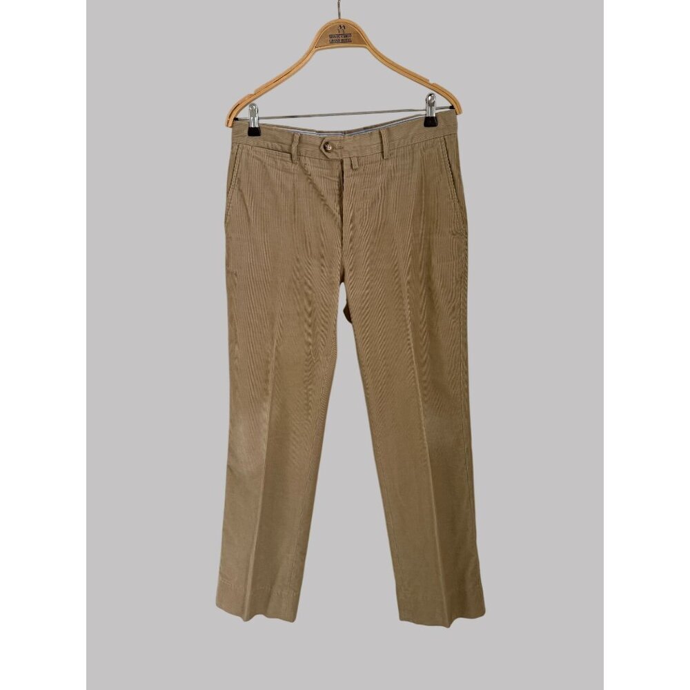 Faconnable Mens Beige Corduroy Pants 32R Classic Fit 100% Cotton Casual Trousers